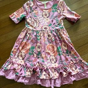 Girls Matilda Jane short sleeve floral ruffle dress - Size 8